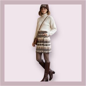 Harris/Wallace Wool Blend Southwestern Wrap Skirt